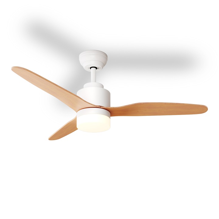 Ventilator LED de tavan cu telecomanda, Temporizator, Silentios, 3 Pale, 3 viteze, Reglaj luminii