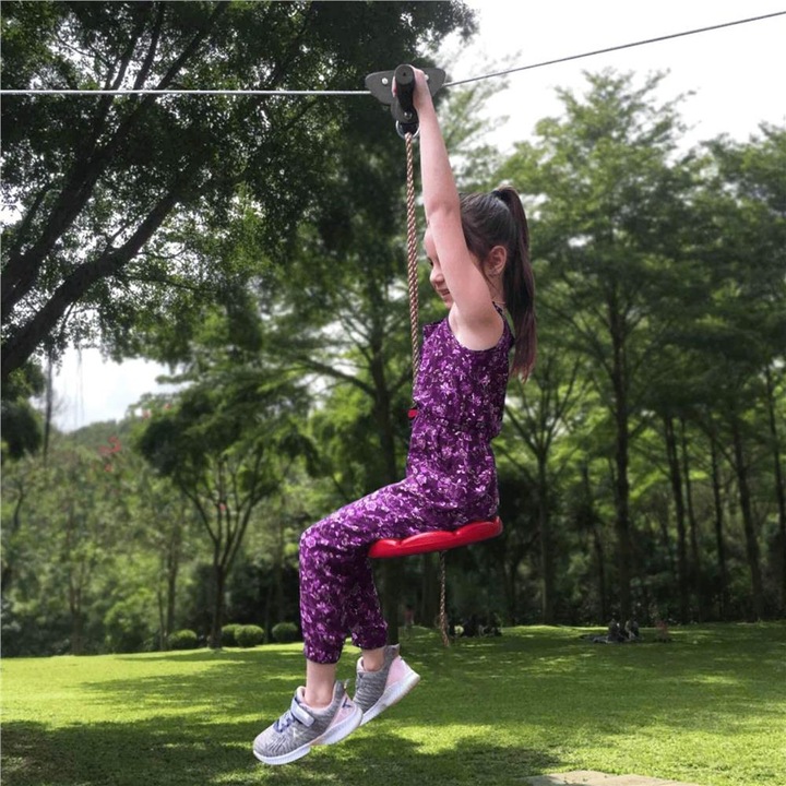 Set tiroliana pentru copii, cablu otel lungime 30m, capacitate 120kg