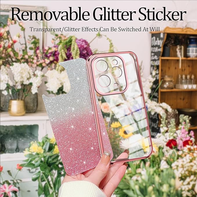 Husa telefon, pentru Infinix Hot 40 Pro, Glitter Transparent, Suport Inel