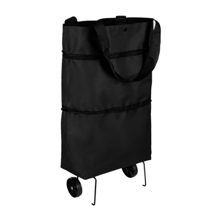 Carucior pentru Cumparaturi, Pliabil, Negru, pentru Piata 45x39x13cm