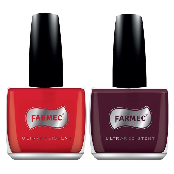 Set Lac de unghii 28 Farmec Ultrarezistent, 11 ml+ Lac de unghii 37 Farmec Ultrarezistent, 11 ml