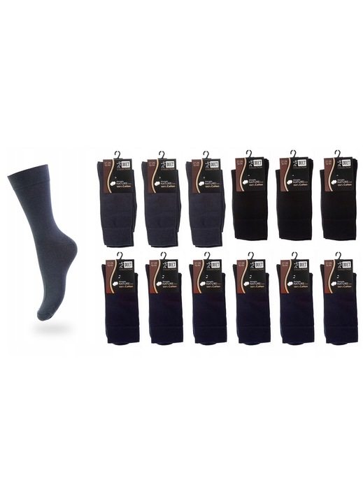 Set 12 perechi sosete barbati, Duet, Bumbac, Gri/Negru, Negru/Gri