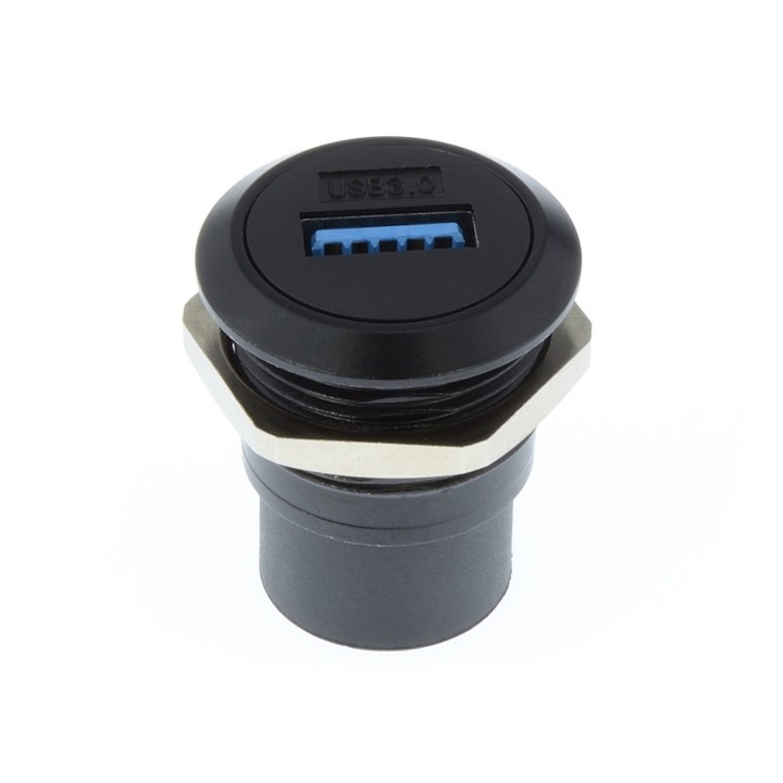 Priza panou cu capac de praf, AVSSZ, USB 3.0, Filet M24, Negru