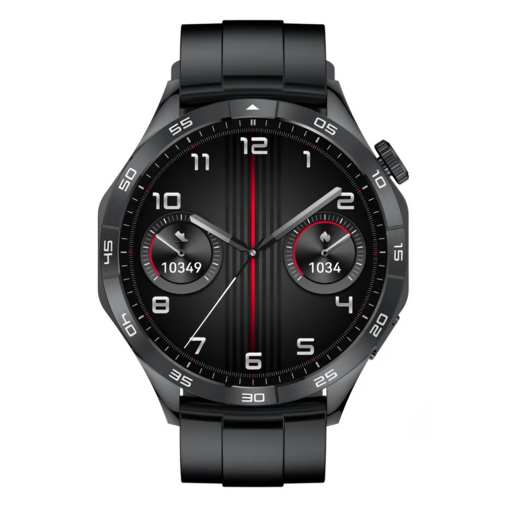 Смарт часовник ZENARK® WatchFit G5, Super AMOLED екран, Ultra HD, меню на румънски език, Винаги включен дисплей, GPS, ЕКГ, Пулс, Кислород в кръвта, Кръвно налягане, Наблюдение на съня, Функция за повикване, Водоустойчив IP68, Черен
