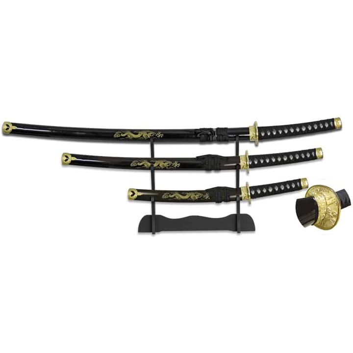 Set katana negru cu suport Albainox 31515-NE