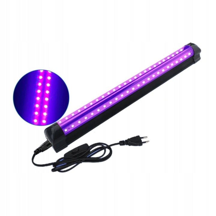Lampa UV LED, 48 diode, 10W, 395-400nm, negru, 32.3cm