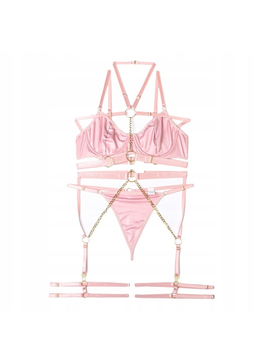Szexi fehérnemű szettek nőknek, poliészter, Rózsaszín