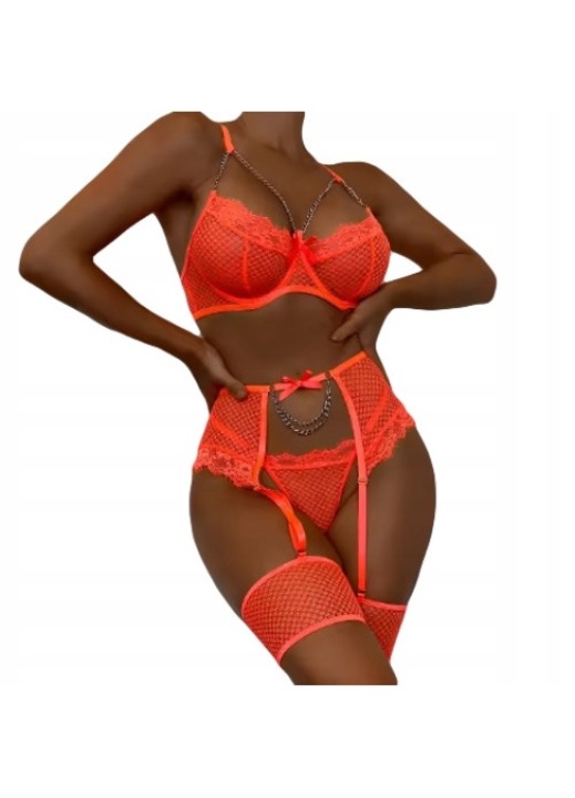 Szexi fehernemu szett, polieszter, Narancssárga