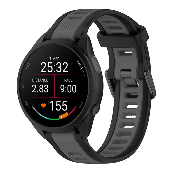 Curea Ceas SmartWatch din Silicon 18mm pentru Garmin Vivoactive 4S, OPTIM SOLUTION, Stylish Design, Comfy to Wear, Medium (Unisex), Easy to Install, Gri