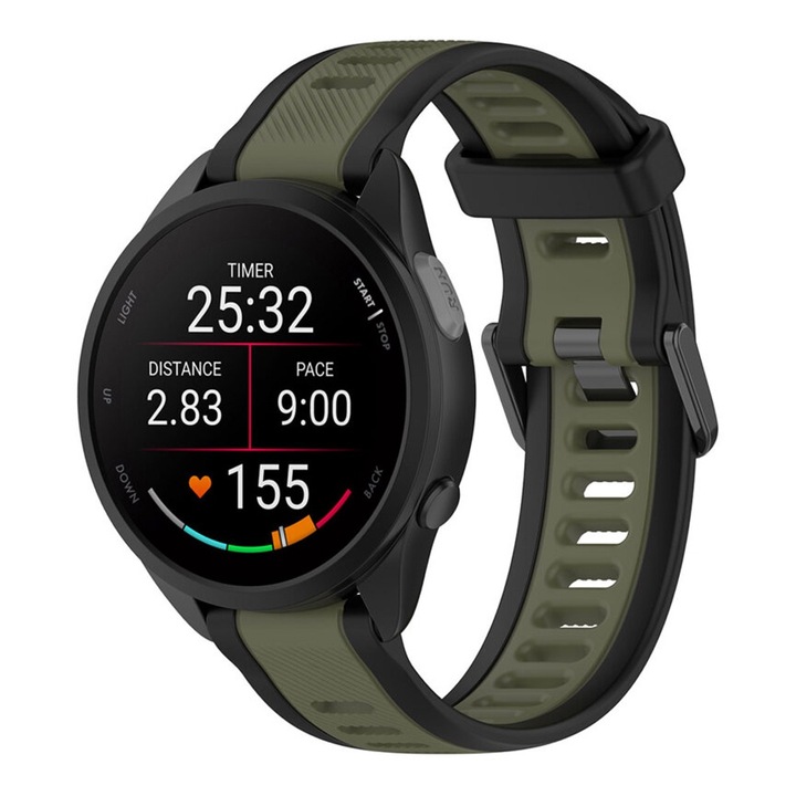 Curea Ceas SmartWatch din Silicon 18mm pentru Garmin Venu 2S, OPTIM SOLUTION, Stylish Design, Comfy to Wear, Medium (Unisex), Easy to Install, Khaki