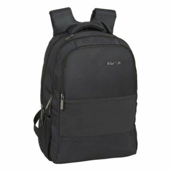 Rucsac laptop Safta, ergonomica, Port USB, compartimentata, Nailon/PVC, 15.6", negru, 30x43x16cm