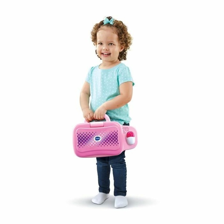 Vtech Ordi Genius Pro образователен лаптоп, 3-7 години, двуезичен, бял и розов, 3 AA батерии, комплект