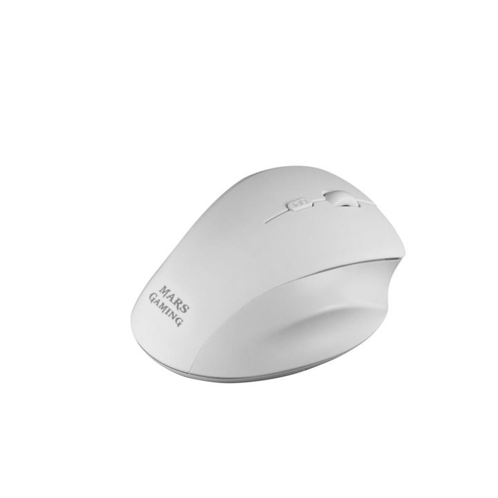 Mouse Mars Gaming MMWERGOW, Ergonomikus, Vezeték nélküli, 3200 DPI, Fehér