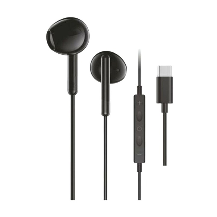Casti cu fir Tech One Tech TEC1302, cu microfon, USB-C, negru, 1.2m