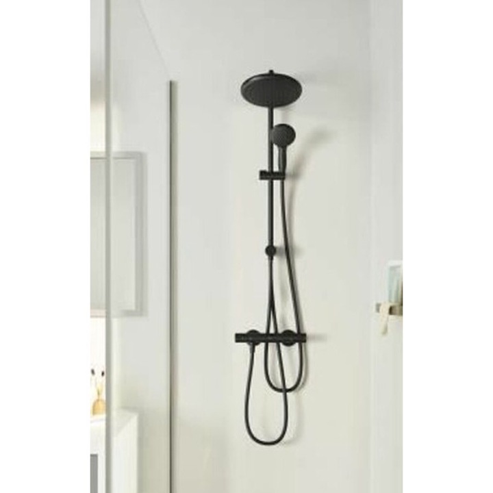 Coloana de dus Grohe Vitalio Start System 250, silicon, negru mat, montare pe perete