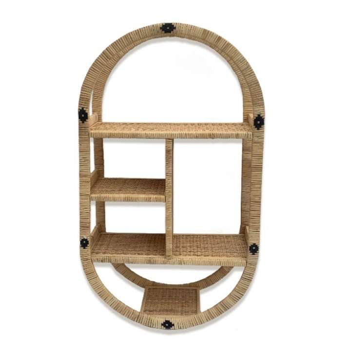 Állvány 5 polccal, Versa Raphia, rattan, 16x80x45cm