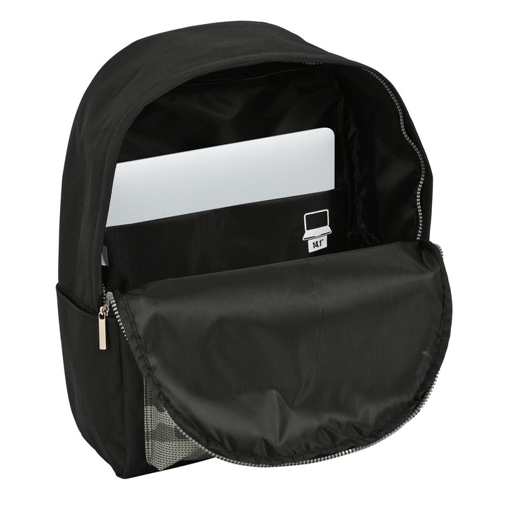 Geanta laptop, Safta, ergonomica, buzunare multiple, negru, 31x40x16cm