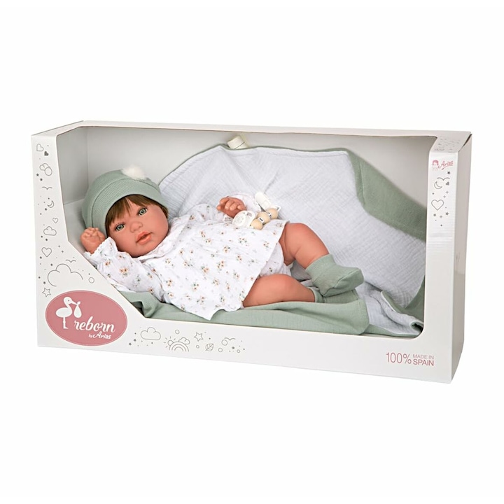 Кукла Paulina, Reborn Dolls, с одеяло, 45 см, многоцветна