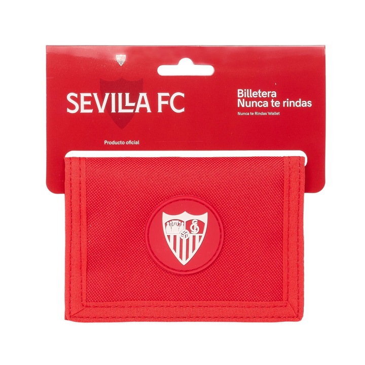Pénztárca Sevilla Futbol Club, poliészter, piros, 12,5x9,5x1cm