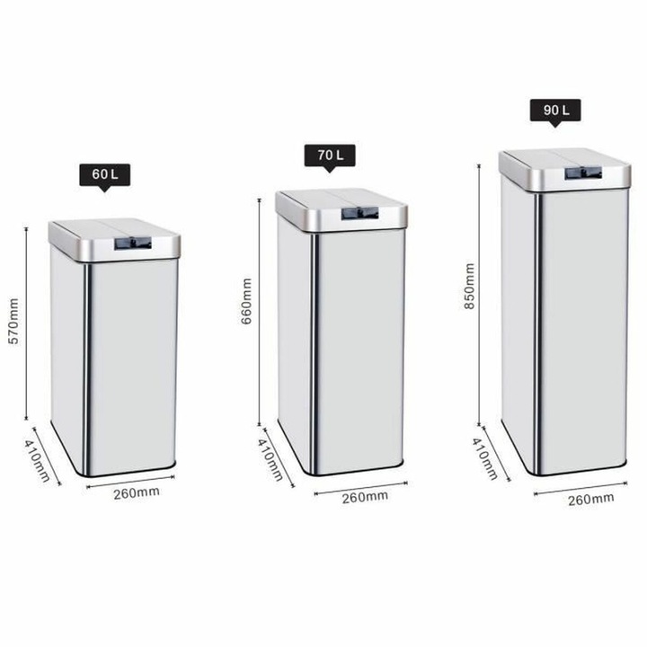 Cos de gunoi Kitchen Move, 70L, argintiu, inox