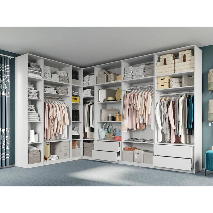 Dulap pe Colt, Carcasa, c32, Alb, Fara Usi, 210,8 x 336,4 cm