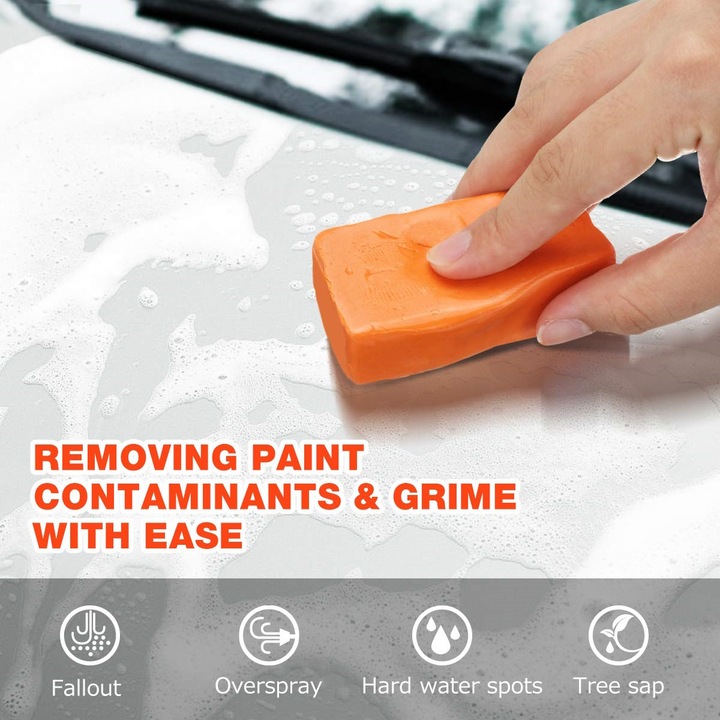 Argila decontaminare auto tip plastelina clay bar moale, inlatura murdaria dificila de pe suprafetele vopsite, 185g