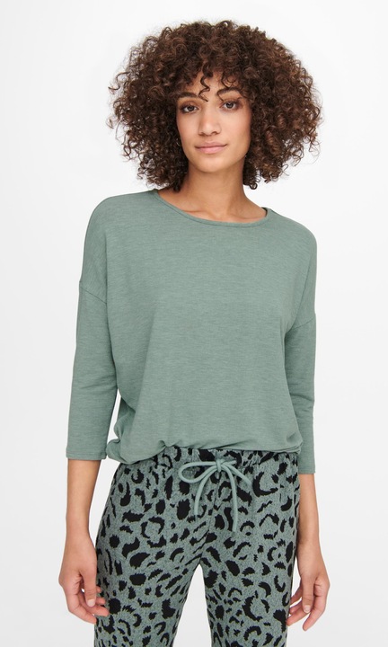 Vékony alap pulóver 3/4 hosszú ujjal, ONLGLAMOUR sztreccs kötött kötöttséggel, Zöld