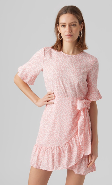 Дамска къса рокля, Vero Moda, Полиестер, Светло розово, Светлорозов