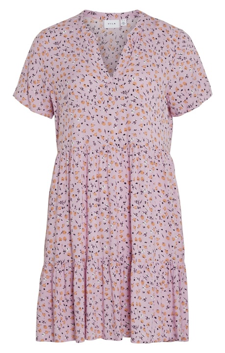 Дамска рокля с волани, Вила, Вискоза, Розова, Розово