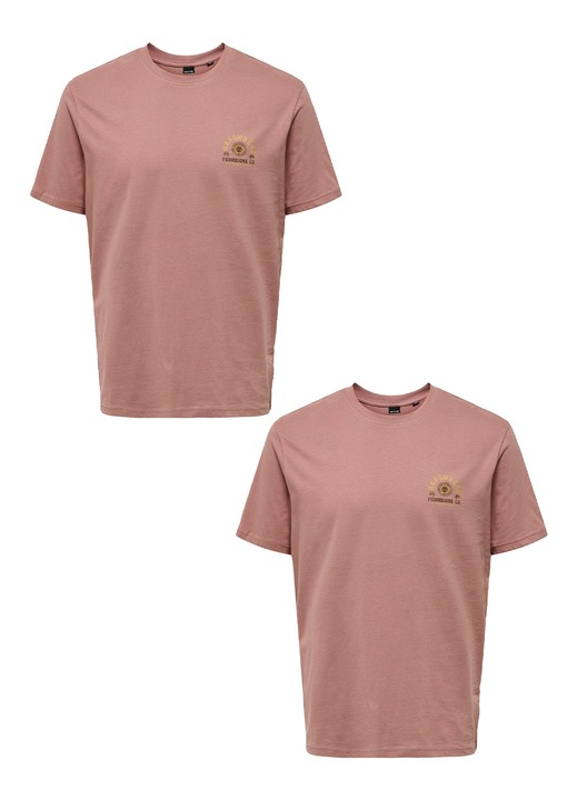 2 db-os férfi póló szett, Only & Sons, Organikus pamut, piros, Piros