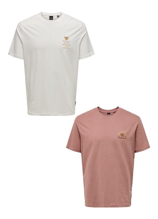 2 db Only & Sons rövid ujjú póló készlet, pamut, fehér/piros