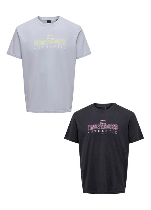 2 db-os polo keszlet, rovid ujju Csak & Sons felirattal, pamut, Fekete/Szürke