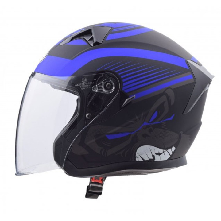 Casca moto semi-integrala Jk528, culoare albastru/negru mat, marime S