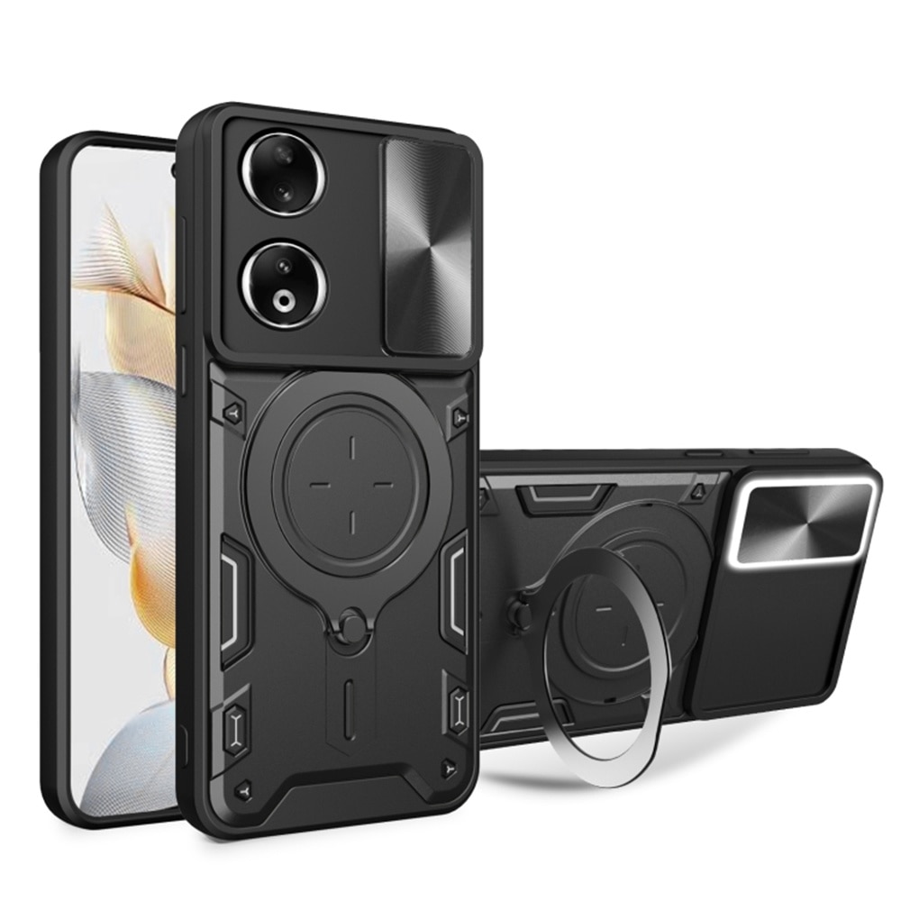 Husa pentru Honor 90, CamGuard Pro Kickstand, Slider Camera, Antisoc, Protectie Superioara, Negru