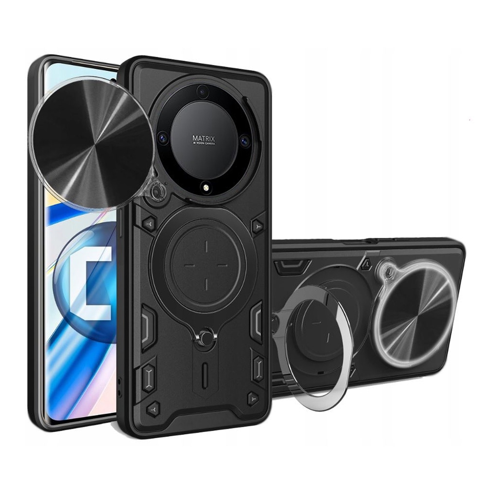 Husa pentru Honor Magic 5 Lite, CamGuard Pro Kickstand, Slider Camera, Antisoc, Protectie Superioara, Negru