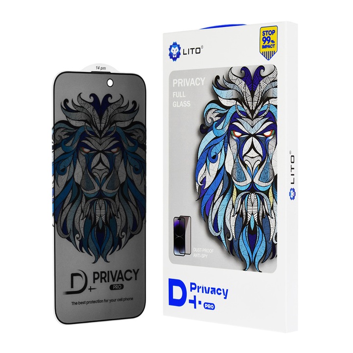 Протектор Armor Shield за iPhone 13 Pro Max/iPhone 14 Plus, Cipsir Safe, tru iPhone 13 Pro Max/iPhone 14 Plus - Lito D+ Pro Privacy Peek, G33, стъкло, Intense Dark