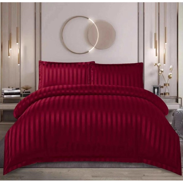 Lenjerie de pat dublu, Uni, Damasc, 4 piese, 2 persoane, 180X200cm, Bordo
