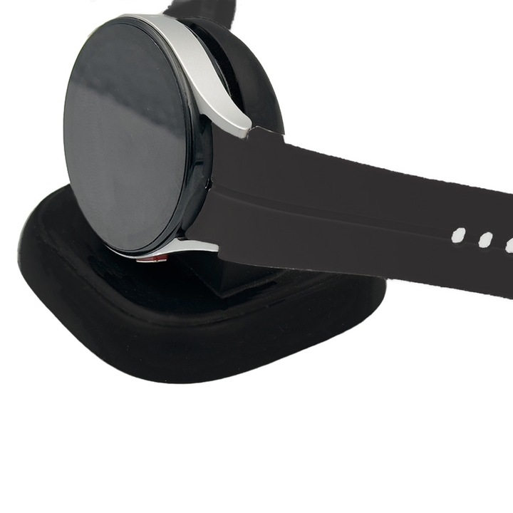 Curea pentru smartwatch compatibila cu Huawei Watch GT 3 Pro (43 mm), Silicon Flexibil, Rezistenta la apa si murdarie, Design Discret, Perforatii pentru ajustare lungime si potrivire perfecta pe mana, Negru