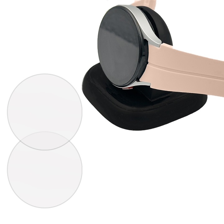 Szíjkészlet okosórához és szilikonfóliához, kompatibilis a Samsung Galaxy Watch Active2-vel, rugalmas szilikon, víz- és szennyeződésálló, perforációk a hossz beállításához és tökéletes illeszkedés a kézhez, ujjlenyomat-gátló, ütésálló, pasztell rózsaszín