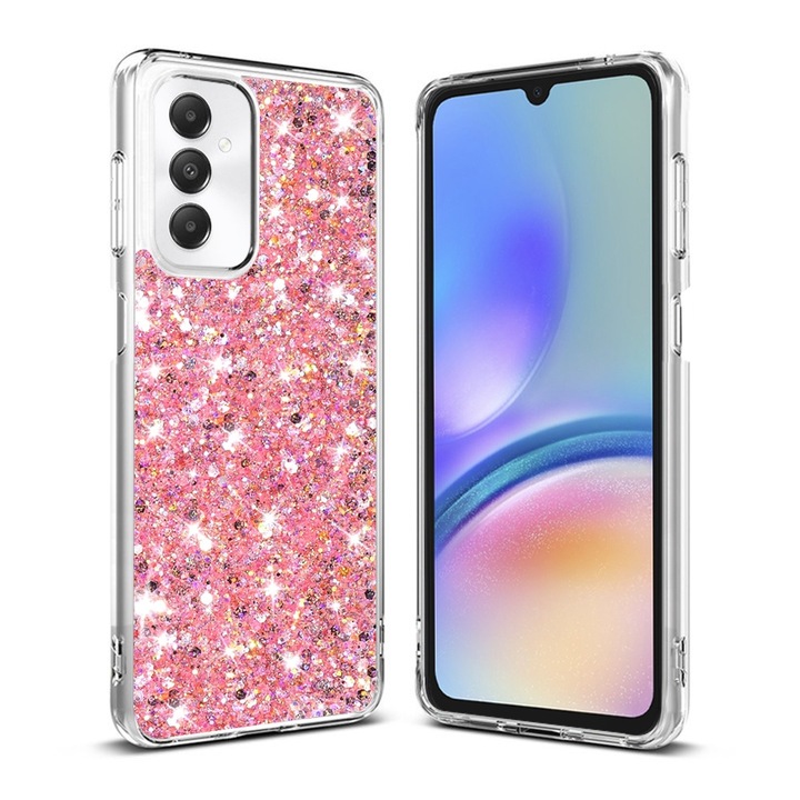 Високо защитен калъф Elda Protect за Samsung Galaxy A05s, блестящ блясък, P47, твърда пластмаса, мека роза