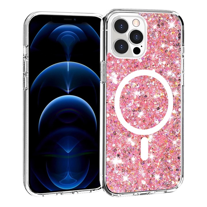 Защитен калъф за iPhone 12 Pro Max, Cipsir Protect, Sparkly Glitter MagSafe, Q28, Lexgard, Powder Pink