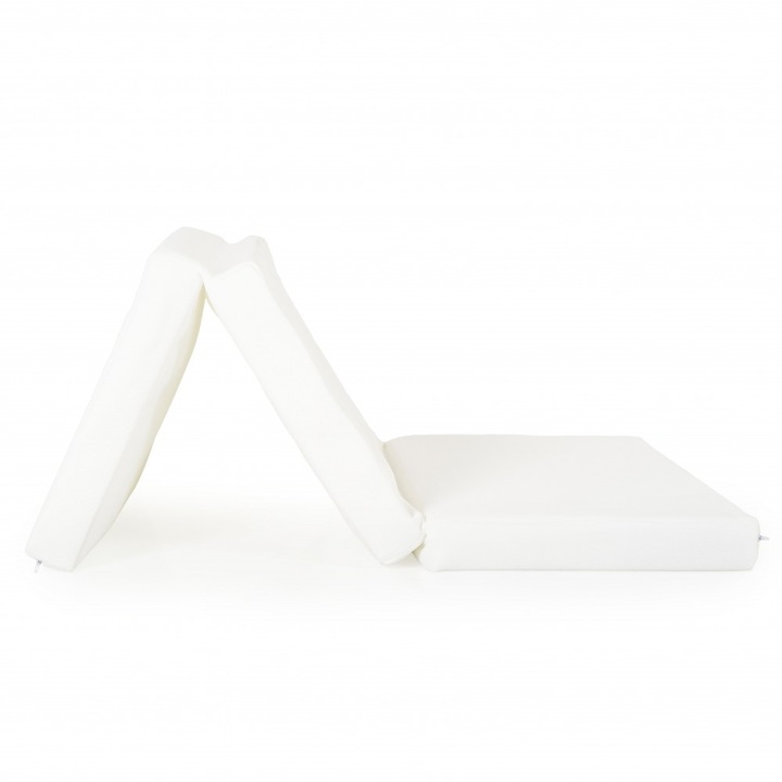 Saltea de voiaj pliabila Snooze Hugzzz Pure White, husa antialergica, 120x60x6 cm