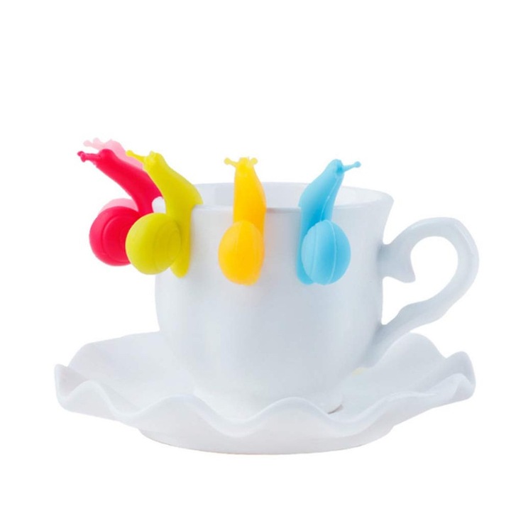 Комплект от 5 броя разделители за пакетчета чай, силиконови, многоцветни