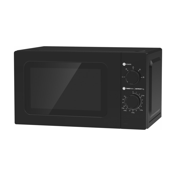 Микровълнова фурна Laretti LR-MW8217, 1050W, 20 L, Таймер: 35 мин., Бърз старт, Размразяване според теглото и времето, Врата с бутон, Аксесоари: поставка за грил, Черен