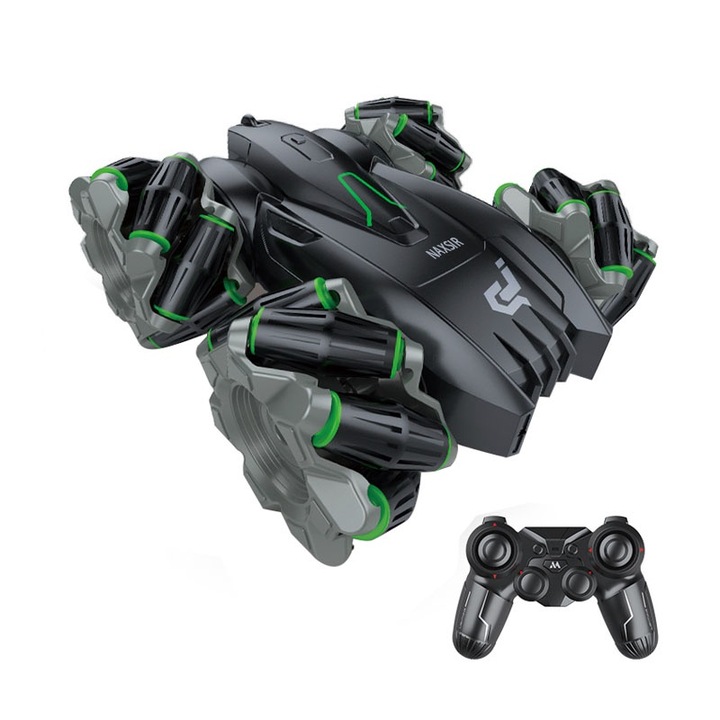 Masina RC de Teren, NAXSIR, 360°Rotary Drift Stunt, Lumini Led si Sunete, 2.4GHz Radio Controlled Car, Scara 1:16, Negru