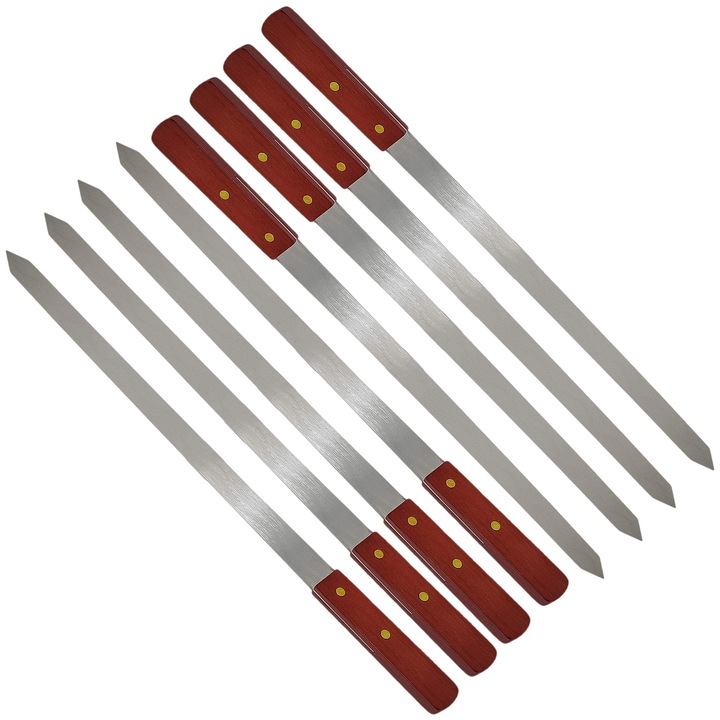 Set 8 Frigarui din Otel Inoxidabil, Reutilizabile, 40cm, pentru Gratar