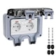 Priza dubla exterior, JESWO®, 2 cai, cu indicator on/off si capac cu inchidere, IP66, rezistenta la apa si praf, 16.7x15x9.6cm, ingrosit, cu accesorii de instalare, pentru gradina, bucatarie, garaj, Gri