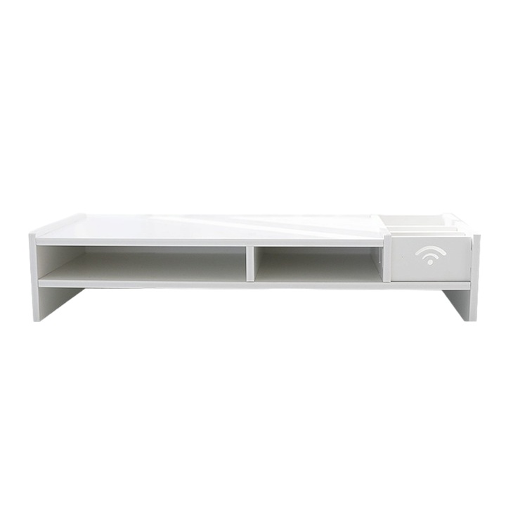 Fehér ABS monitor/laptop állvány, 49 x 10 x 20, 4 cm, 5 rekesszel