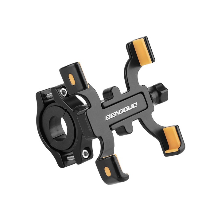 Suport bicicleta pentru telefon, aluminiu, design stem, negru