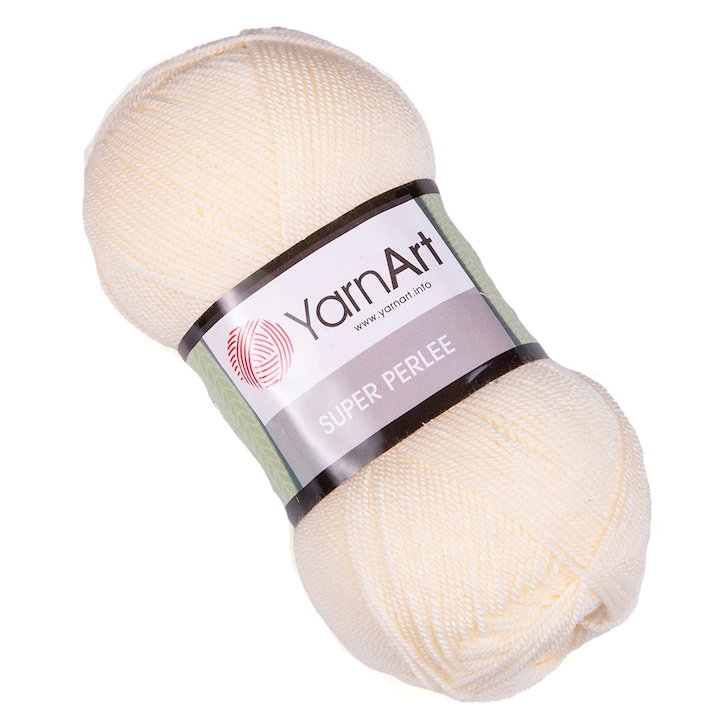 Fir Textil YarnArt Super Perlee 851, alb unt, pentru crosetat si tricotat, acril, 400 m